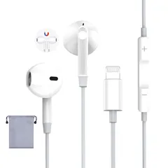 快適な装着感 iPhone14用のなどIOSデバイスに対応 無遅延 音量調整 通話可能 イヤホンマイク カナル型 磁気設計 HiFi音質 (ホワイト) ノイズキャンセリング イヤフォン iPhone用の【MFi認証品】ライトニング用の マイク付き 有線 イヤホ