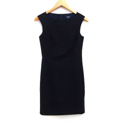 ロペ ROPE ワンピース Aライン ミニ 膝上 無地 シンプル ノースリーブ 丸首 ウール 毛 7AR ブラック 黒 /HT10