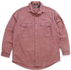 90s USA製 OSHKOSH B'GOSH 無地 コットン シャモアクロスシャツ 小豆 フェード L★ビンテージ ワーク ダメージ ボロのサムネイル