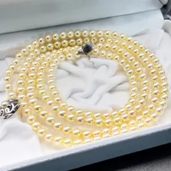 【本真珠】パール ネックレス ロング 多重巻き 約6.0mm シルバー刻印 pearl necklace SILVER SV ラウンド