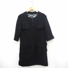 アイボリーコート ivory court ノーカラーコート アウター 無地 シンプル 丸首 ひざ丈 長袖 ウール ネイビー 紺 /MT12