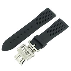[Meito] Zenith watch strap with D-buckle, genuine part, rubber material, black, stainless steel, lug width approx. 21mm, buckle width approx. 18mm, watch accessory, strap only.
