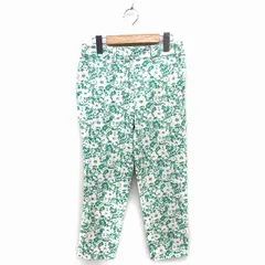 アダムエロペ Adam et Rope' 花柄 クロップドパンツ ストレッチ コットン 綿 36 グリーン 緑 /FT7