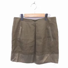 スピック&スパン Spick&Span 台形 スカート ミニ 裾光沢 バックジップ 薄手 麻 リネン 40 カーキ /TT20