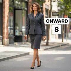 オンワード　レディース　オケージョンセットアップ　リクルートスーツ　オフィススタイル　ビジネススーツ　お受験　面接　仕事用　就活　シングルジャケット　タイトスカート　黒　ピンストライプ　7号