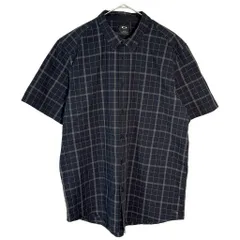 OAKLEY オークリー ボタンダウン 半袖シャツ チェック ブラック(メンズ XL)中古 古着 X7905