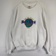 古着 90's/90年代 ハードロックカフェ Hard Rock Cafe USA製 スウェット トレーナー クルーネック ジャージーズ M  ホワイト系 メンズ