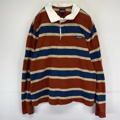 古着 パタゴニア patagonia 長袖 ラガーシャツ ボーダー アウトドア ワンポイントロゴ プルオーバー L  ブラウン系 メンズ