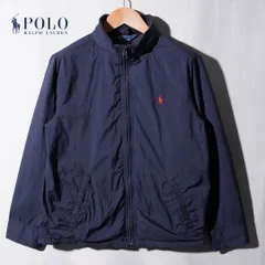 90s ポロラルフローレン Polo by Ralph Lauren ナイロンジャケット ブルゾン M ネイビー スイングトップ ロゴ刺繍 90s 00s ヴィンテージ Vintage アメカジ ストリート 古着 C514
