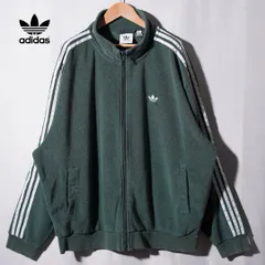 アディダス オリジナルス adidas ORIGINALS ブークレ トラックジャケット XL  BOUCLETTE JACKET グリーン ロゴ刺繍 タオル地 ファイヤーバード モデル ジャージ スポーツウェア Y2K ストリート 古着 C626