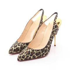 クリスチャンルブタン Christian Louboutin パンプス レオパード スリングバック 38 キャンバス ミュール レディース Used A
