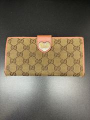 グッチ 長財布 GGキャンバス GG柄 ハート ゴールド金具 シャイニー