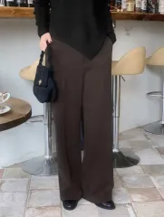 冬 ウール ワイド スラックス ブラウン