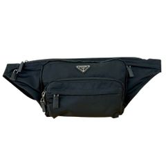 極美品 PRADA ウエストバッグ リナイロン ブラック 三角ロゴ メンズ