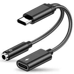 USB yangoo C イヤホンジャック 変換 PD60W充電対応 【2in1】 type c 変換ケーブル タイプC - 3.5 mmヘッドフォンジャックアダプタ 二股 分岐 ケーブル 充電しながらイヤホン Aux usb-cオーディジャック マイク/音量