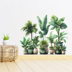 緑 ウォールステッカー 植物 観葉植物 英語スローガン ウォールシール 鉢植え 棚 蝶 ステッカー 壁紙 葉っぱ 花 ポット 壁 シール 剥がせる 男の子 HOTIYOK 女の子 寝室 リビング ルーム 壁装飾 ウォール ペーパー アート wall stick