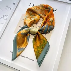 バッグスカーフ 大判スカーフ 森 夕陽 バックチャーム ヘアアクセ スカーフ