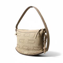 d9 【極美品】DELVAUX デルヴォー 2024年 パンスウィング Pin Swing Toile de Cuir ベージュ イリュージョンジャガード ハンドバッグ ショルダーバッグk02i