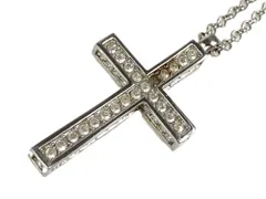 スワロフスキー　SWAROVSKI　クリスタル　クロス　ネックレス　縦：約4cm　シルバーカラー　送料無料