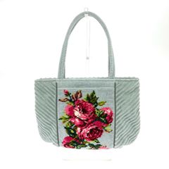 久家道子 Petit Michiko トートバッグ 花柄刺繍 グレー プチポワン