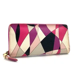 ■美品■EMILIO PUCCI エミリオプッチ　プッチ柄総柄　ラウンドファスナー　長財布　ピンク系等マルチカラー　ゴールド金具　PVC×レザー　イタリア製　レディース　高級　ラグジュアリーのサムネイル