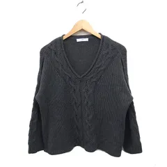 ローリーズファーム LOWRYS FARM Vネック ニット セーター 長袖 ケーブル編み ウール混 M グレー 灰 /FT16