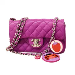 ★SALE【6cd4936】シャネル ショルダーバッグ ミニマトラッセ ラムスキン パープル シルバー金具【中古】レディース