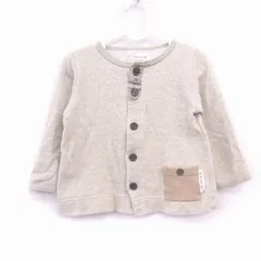 ビケット biquette ベビー服 カーディガン ボートネック 長袖 コットン 綿 ボーダー 柄 切替 90 ベージュ /HT16