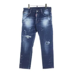 DSQUARED2 (ディースクエアード) ペイントスタッズ加工 ボタンフライ ストレートデニムパンツ インディゴ S7LB1232 S30342