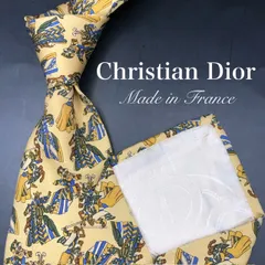 【美品】Christian Dior ネクタイ 総柄 イエロー 黄 シルク 絹