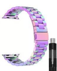 ZA Apple Watch ステンレスバンド　カラーバンド  調整工具付 男女兼用 Apple Watch Ultra2 / UltraSeries10 / 9 / 8 / 7 / 6 / 5 / 4 / 3 / 2 / 1SE /各モデルに対応