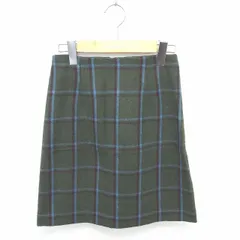 N.Natural Beauty Basic N.ナチュラルビューティーベーシック スカート タイト ひざ丈 チェック ウール混 厚手 S 緑 青 グリーン ライトブルー /TT5
