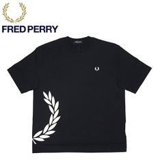 FRED PERRY】プリント Tシャツ ビッグシルエット ブランドロゴ 黒 