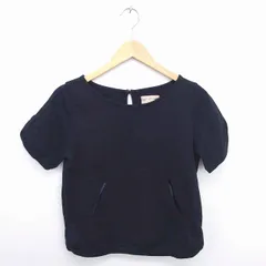 ナノユニバース nano universe カットソー Tシャツ ボートネック 無地 シンプル 半袖 38 ブラック 黒 /TT37