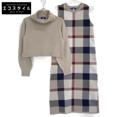 BLUE LABEL CRESTBRIDGE ブルーレーベルクレストブリッジ 【原宿店限定】25年製 ﾍﾞｰｼﾞｭ ｸﾚｽﾄﾌﾞﾘｯｼﾞﾁｪｯｸｳｰﾘｰｼﾞｬｶｰﾄﾞｾｯﾄﾄﾞﾚｽ 38