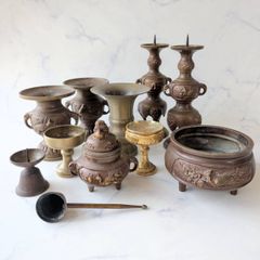 仏具＊五具足＊黒光色＊山茶花＊4.5寸【340】 - メルカリ