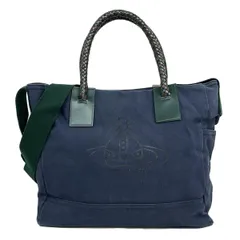 VivienneWestwood(ヴィヴィアンウエストウッド) ショルダーバッグ - ネイビー×ブラウン×ダークグリーン 2way/編み込みハンドル レザー