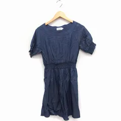 ボンメルスリー BON MERCERIE ワンピース ギャザー 半袖 ロング ボートネック リボン 36 ブルー 青 /FT11