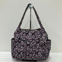 1721　ANNA SUI　アナスイ　トートバッグ　 ハートレオパード　バタフライキルティング　 蝶々　ブラック×パープル系　黒　紫　 ナイロン　レディース