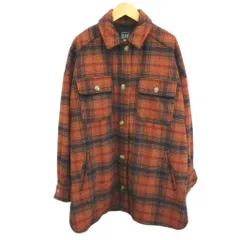 ギャップ GAP ジャケット 上着 ウール XS 赤 レッド オレンジ チェック柄 長袖 シャツカラー /NP ■ECB002