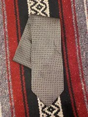 古着 ネクタイ ネイビー ベージュ 小紋柄 総柄 幾何学模様