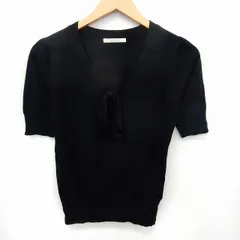 スピック&スパン Spick&Span ニット カットソー 五分袖 リボン シンプル ブラック /ST31