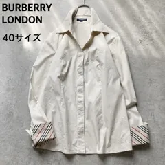 BURBERRY LONDON バーバリーロンドン 長袖 スキッパーシャツ 袖裏ストライプ ノバチェックカラー ホースロゴ刺繍 大人可愛い キナリ ベージュ 40サイズ L相当 コットン ストレッチ 三陽商会 オフィスカジュアル デート お出かけ ブラウス
