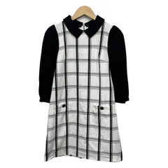Burberry Blue Label(バーバリーブルーレーベル) ワンピース サイズ38 M レディース - 白×黒×グレー 七分袖/ひざ丈/チェック柄/襟着脱可