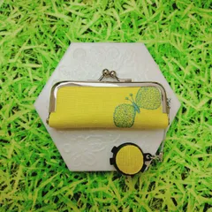 ミナペルホネン✨ちょうちょ　choucho　イエロー✨朱肉付き　がま口　印鑑ケース　ハンドメイド