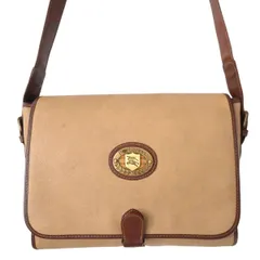 Burberrys バーバリーズ ロゴプレート PVC/レザー ノバチェックストラップ メッセンジャー ショルダーバッグ ベージュ/ブラウン K2604-k017