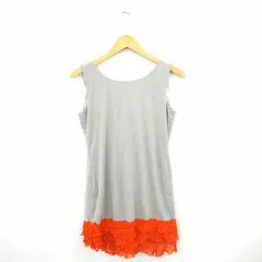 バックステージ BACK STAGE ワンピース 無地 配色 フリル 丸首 ミニ ショート 袖なし ノースリーブ コットン 綿 8 グレー オレンジ /MT30