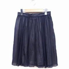 ミッシェルクラン MICHEL KLEIN ギャザー スカート ひざ丈 無地 コットン 綿 36 ネイビー 紺 /FT34