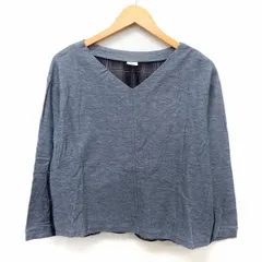 アーバンリサーチ ドアーズ URBAN RESEARCH DOORS カットソー Tシャツ 長袖 Vネック 切替 チェック ONE ブルー パープル /ST9