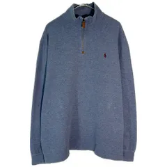 Polo by Ralph Lauren ポロ ラルフローレン ハーフジップ コットンセーター ブルー(メンズ XL)中古 古着 X7941